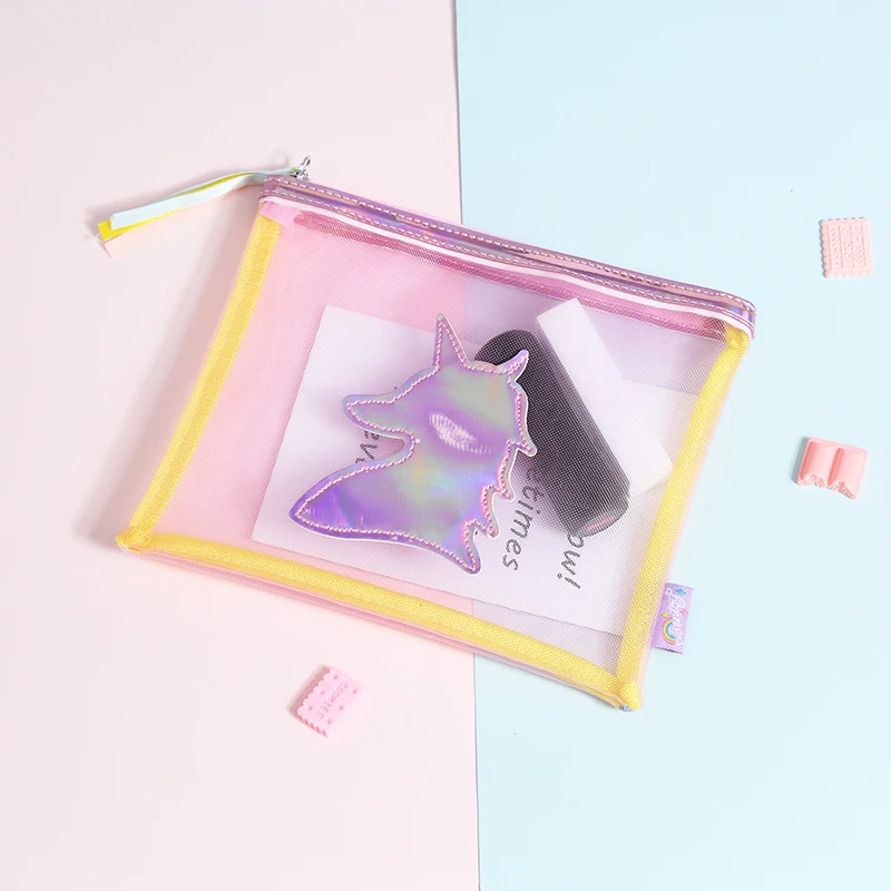 

Bentoy Tassels Unicorn Mesh Bag For Girls Cosmestic Case Travel Accessory Large Makeup Pouch Pencil Case Organizer Toiletry Bag