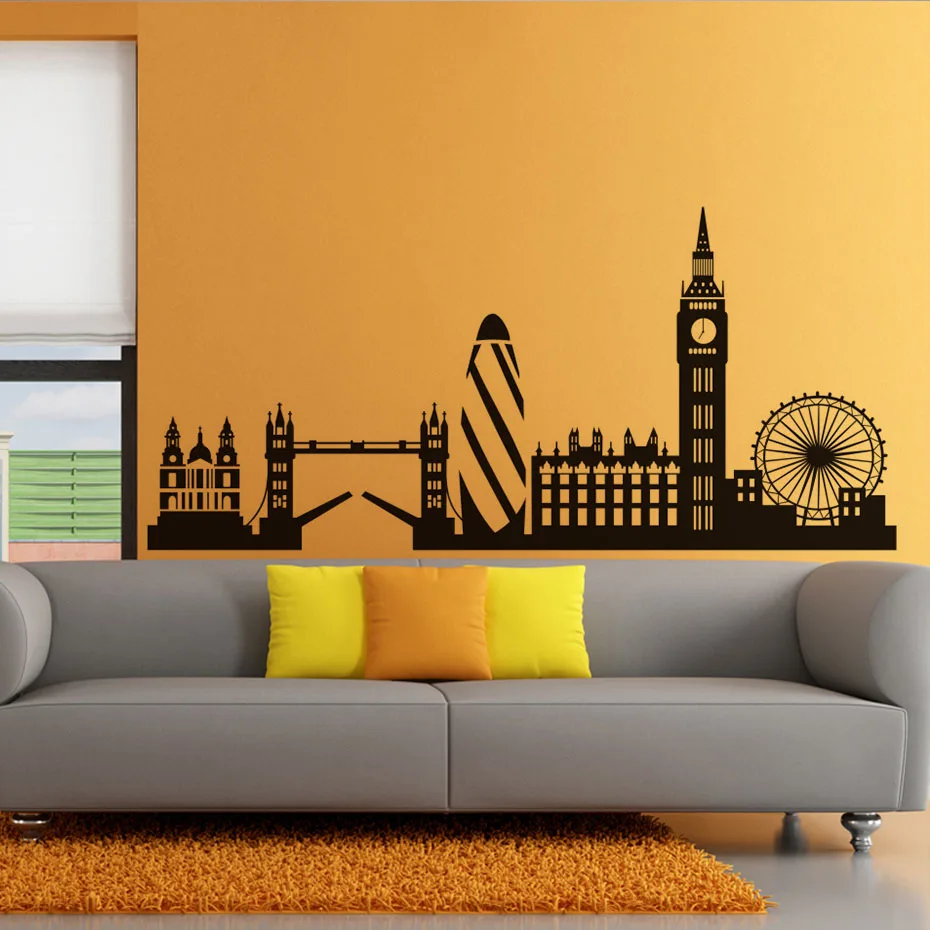 

High Quality Building Home Decor London Skyline Silhouette Wall Sticker Big Ben Landmark Vinyl Mural Decal For Living Room