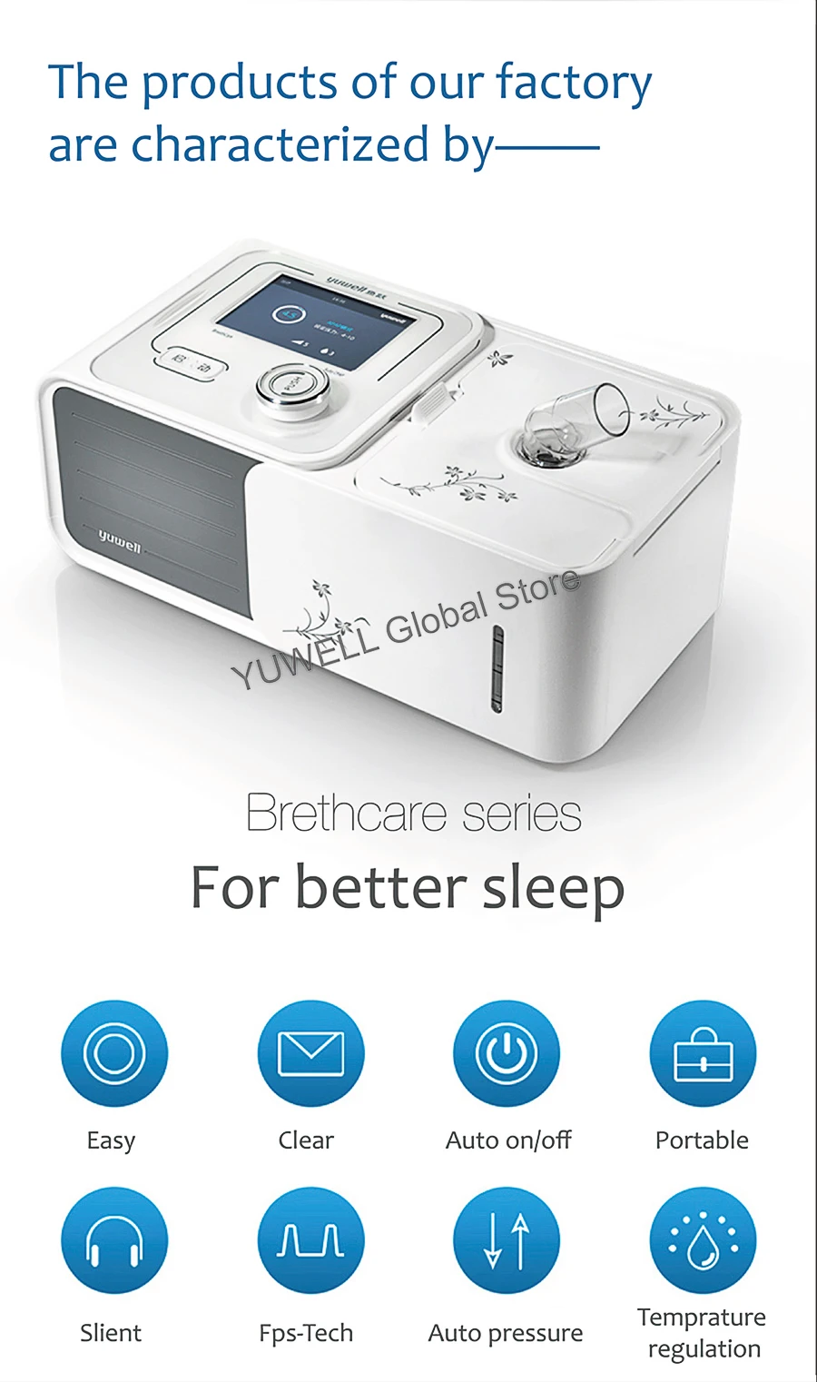 Yuwell CPAP респиратор для умного дома с увлажнителем CPAP маска шланг сумка для сна Храп апноэ стоп храп дыхательная машина