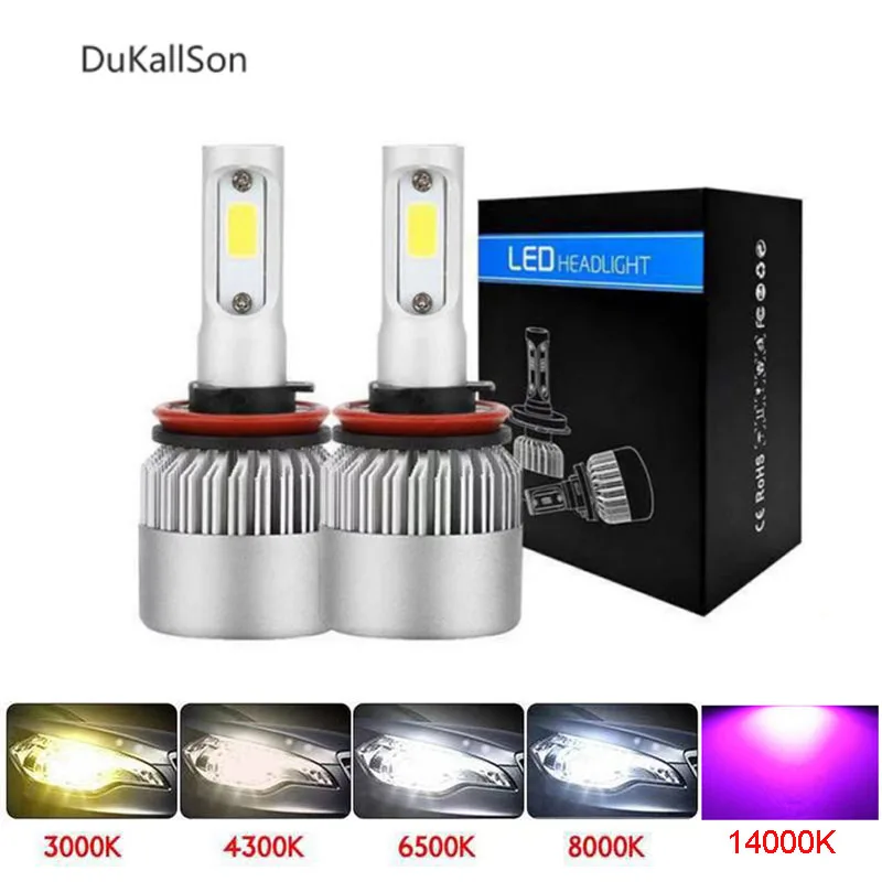 

Purple 72W 6500K 8000LM Turbo H1 H8 H4 H9 Led Lamp 12V Car Front Headlight H3 H7 H11 9007 Led Bulbs Super Bright COB Auto Light