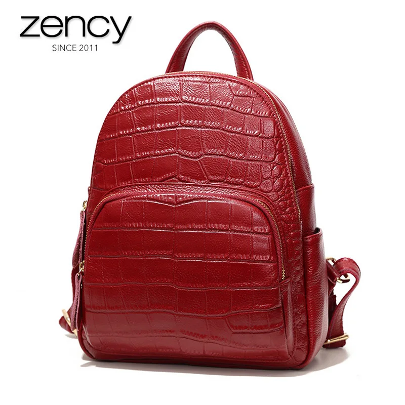 

2018 New Women's Backpack Genuine Leather Black Backpacks Girl's Fashion School Bag Mochilas Feminina Ladies Vintage Red Bags
