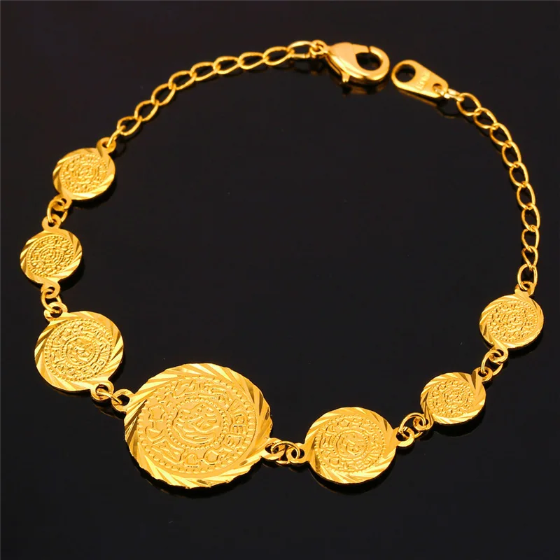 Kpop Ancient Coin Bracelets Woman Gold Color Jewelry Vintage New Ancient Coin Bracelets Woman Gold Color