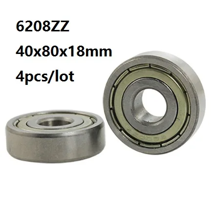 4 шт./лот 40x80x18 мм 6208ZZ 6208Z 6208 Z ZZ подшипники 40*80*18 шарикоподшипник с двойным