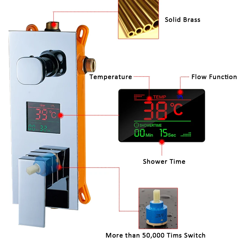 quyanre wanfan frap gappo digital screen valve mixer tap bathroom shower faucets set shower panel5