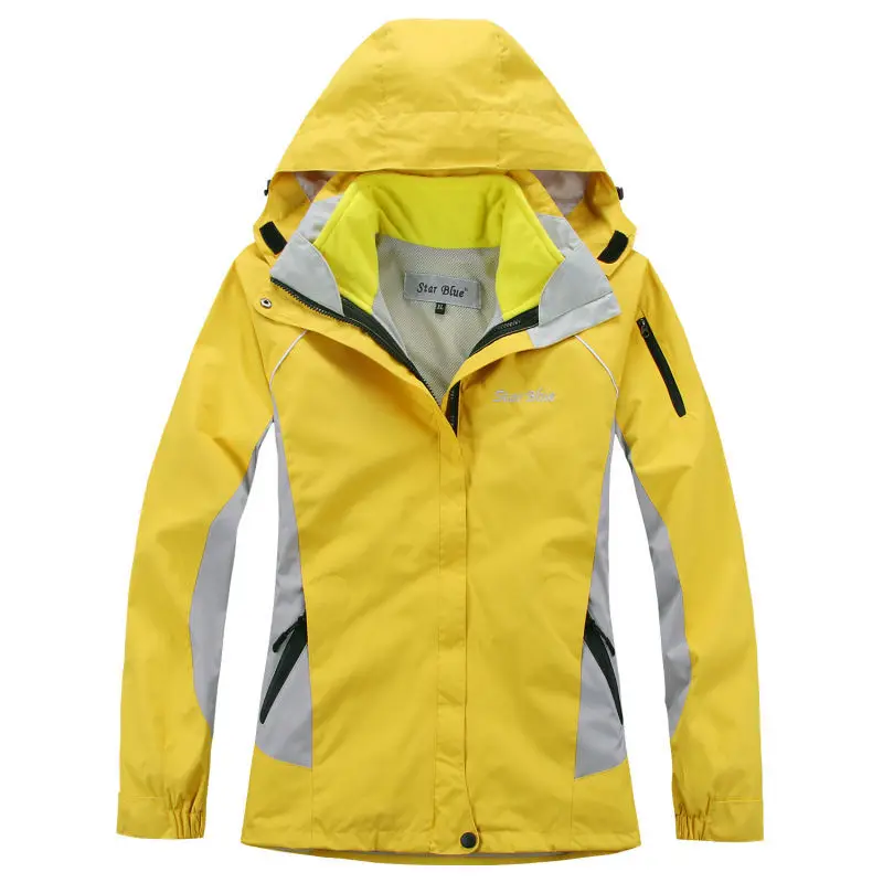 Женская куртка для катания на лыжах, водонепроницаемая, ветрозащитная, 2 в 1, флисовая, Тепловая Подкладка, теплое пальто, одежда для спорта на открытом воздухе, туризма, сноубординга - Цвет: gold