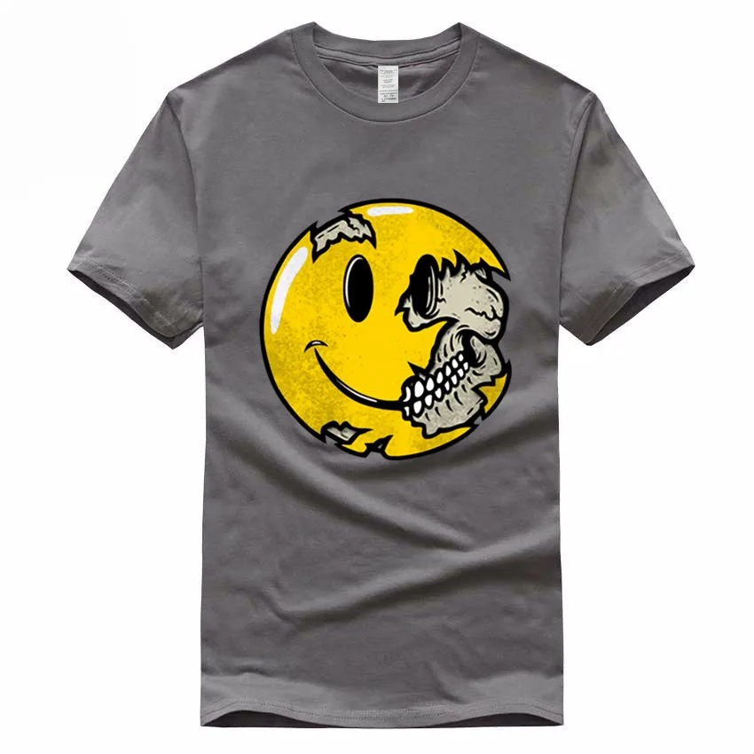 

Skull Smiley expression Euro Size 100% Cotton T-shirt Summer Casual O-Neck Short sleeve Tshirt For Men And Women GMT038