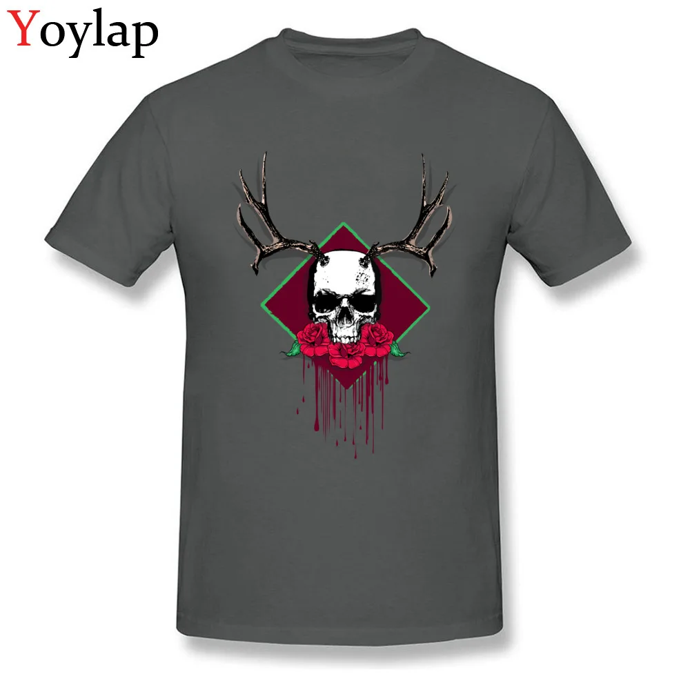Casual Tops T Shirt Funky Round Neck Skull and Rose Tattoo Blood 100% Cotton Student T Shirts Group Summer/Autumn Tee-Shirt carbon