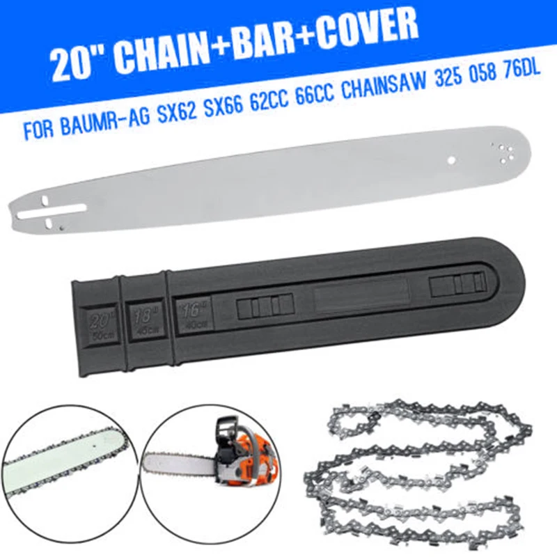 

20" Chain+Bar+Cover Set For Baumr-Ag SX62 SX66 62CC 66CC Chainsaw 325 058 76DL