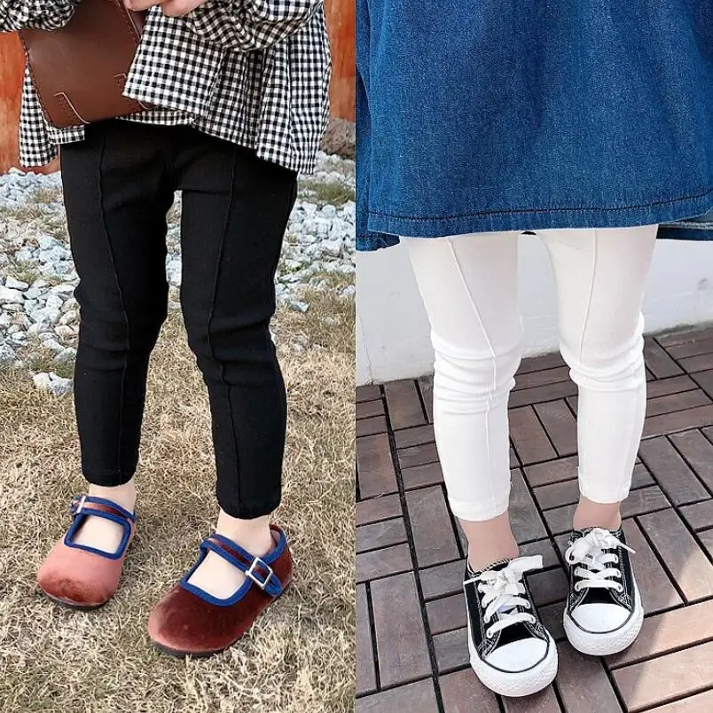 

2019 Spring Autumn Child Cotton Legging Pencil Pants Black White Girls Leggings Baby Girl Clothes Pants For Girls Kids Leggings