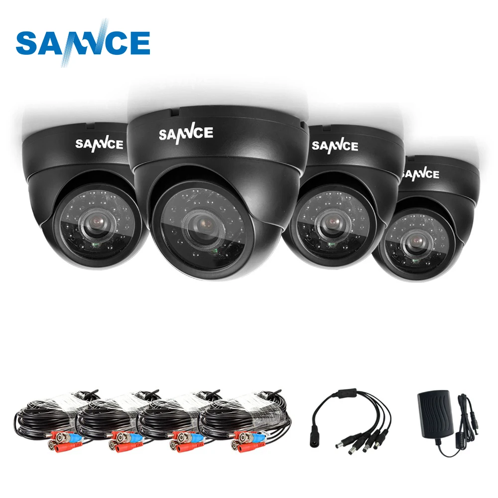 

SANNCE 4pcs Outdoor Video Surveillance Cameras CCTV Camera 2.0MP CCTV Security Camera System 1080P IR Indoor Weatherproof IP66