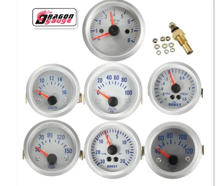DRAGON GAUGE 2" 52mm LED Car Boost/Water Temp/Oil Temp/Oil Pressure