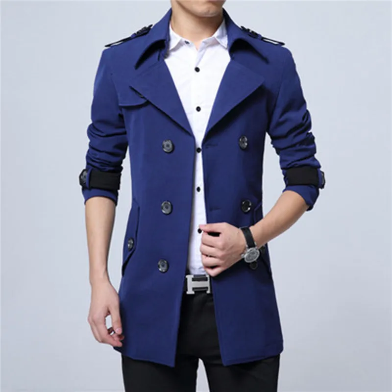 Fashion Coat For Men Double Breasted Turn Down Collar