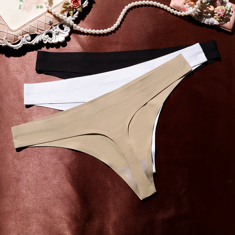 Women thong g Strings Sexy Femme Seamless Panties Underwear low-Rise Stretch Thong Woman Solid Plus Size Tangas Intimates Hot