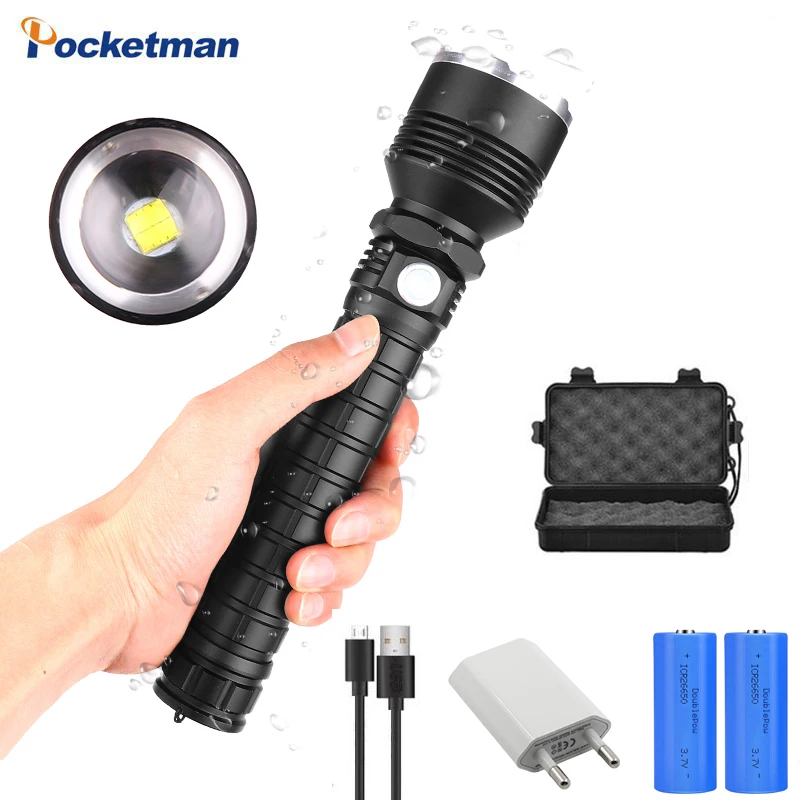 

70000lm Led Flashlight USB Rechargeable Flashlamp XHP70.2 XHP50 Zoomable Lantern Use 18650/26650 battery Torch Best Camping