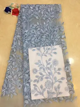

Unique Tassel Design African Sequins Net Lace Fabric High Quality 2019 Nigeria Indian Embroidery Guipure Mesh Blue Sequined Lace