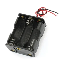 15cm Leads Dual Layers Black Plastic 6 x 1.5V AA Battery Case Holder                                                          #8