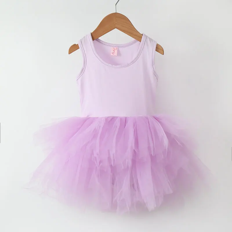Платье-пачка для маленьких девочек; вечернее Сетчатое платье принцессы ярких цветов для девочек; балетное платье для танцев; детское платье без рукавов; Vestidos - Цвет: Лаванда
