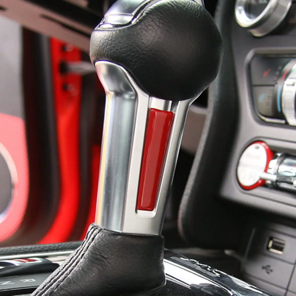 2 шт./t красный/синий автомобиль Шестерни рычаг переключения Stick ручку крышки отделкой для Ford Mustang 2015 + автомобиль внутренняя наклейка в
