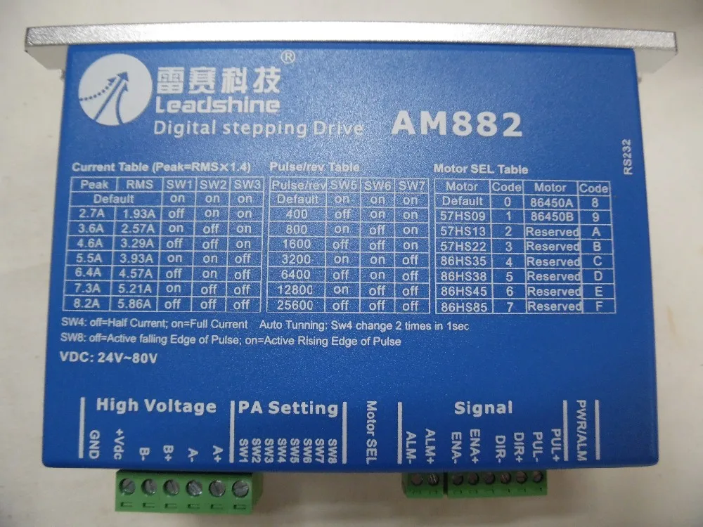 Новый Leadshine am882 2 фазы высокой точности цифровой шагового привода матч Nema 23-34 режим Двигатель 80 В DC 0.1a-8.2a