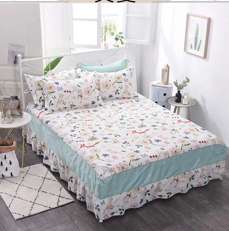Хлопковая юбка-кровать, нескользящий защитный чехол, постельное покрывало, двойное полное покрывало королевского размера, матрас, покрывало для кровати, домашний текстиль