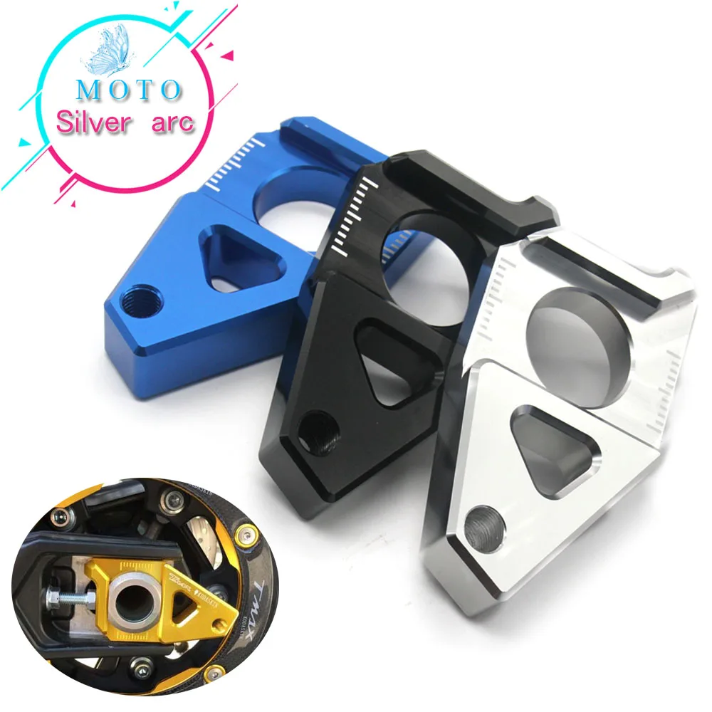

High quality Motorcycle CNC Rear Axle Spindle Chain Adjuster Blocks Black For Yamaha R1 YZF-R1 TMAX t-max 530 500 FZ8 FZ1