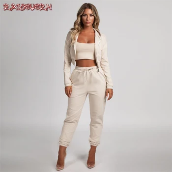 

RAISEVERN Autumn Summer Two Pieces Set Hoodie Top And Pant Tracksuit Women Set Elastic Waist Leisure 2 Piece Set Women Outfits