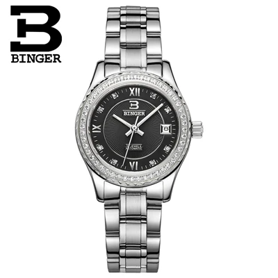 Швейцарские женские часы люксовый бренд Бингер светящиеся автоматические самовзводные бриллиантовые полностью нержавеющие стальные водонепроницаемые B1112-4 - Цвет: Item 3