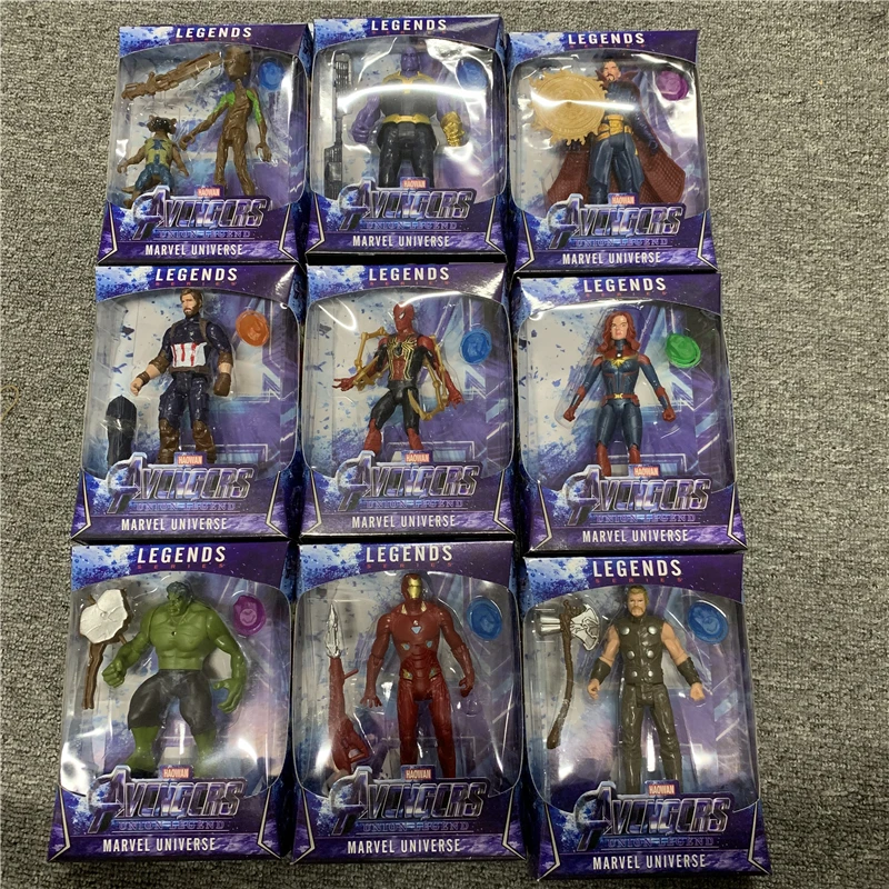 

LED Thanos Black Panther Captain America Thor Iron Man Spiderman Hulk Avengers Endgame action Figure toys Model Doll Kids Gift