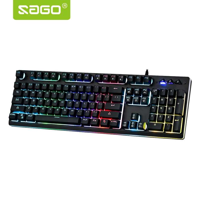 Sago P010 Backlight Gaming Keyboard Teclado Gamer Floating LED Backlit USB with Similar Mechanical Feel multi-language support