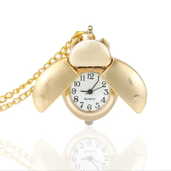 

Newly Retro Gold Cute Beetle Quartz Pocket Watch Mechanical Pendant Necklace Chain Clock Gifts DO99