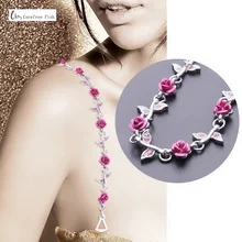 Новые высококачественные нежные посеребренные металлические сексуальные розовые бретели для бюстгальтера со стразами для женщин/Аксессуары для нижнего белья LKJD-1010