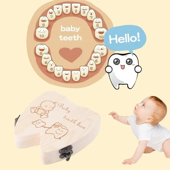 

Baby Tooth Box Poland/English/Dutch/Russian/French /Italian Wooden Milk Teeth Organizer Storage Boys Girls Baby Souvenirs Gift