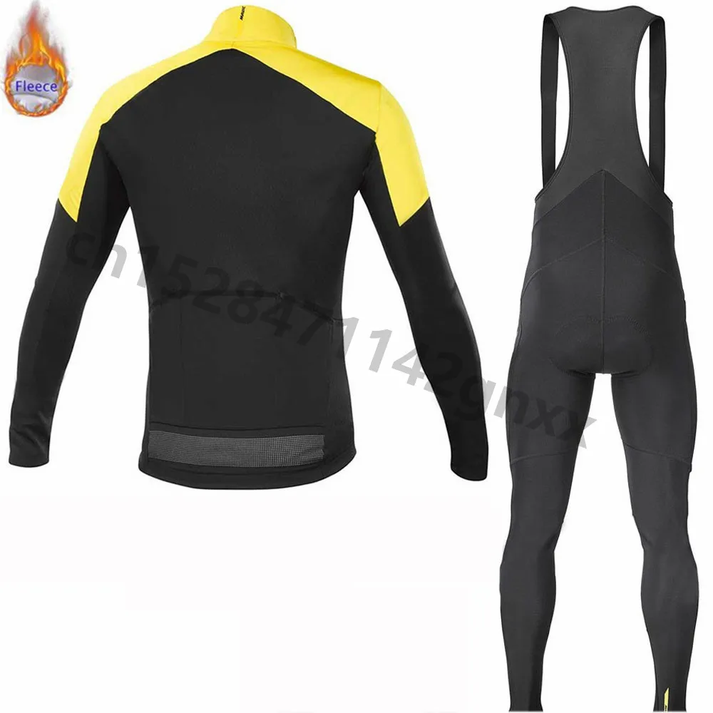 Mavic New Winter Long Sleeve Cycling Jersey Bib Pants Set Thermal Fleece MTB Bike Clothes Ropa Maillot Ciclismo 9D Gel Pad