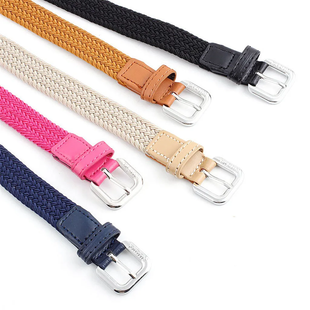 

Belts For Women Leather Ladies Jean Belts waistband Knitted Candy Weave Buckle Leisure Canvas Trouser Dress Accessories K516