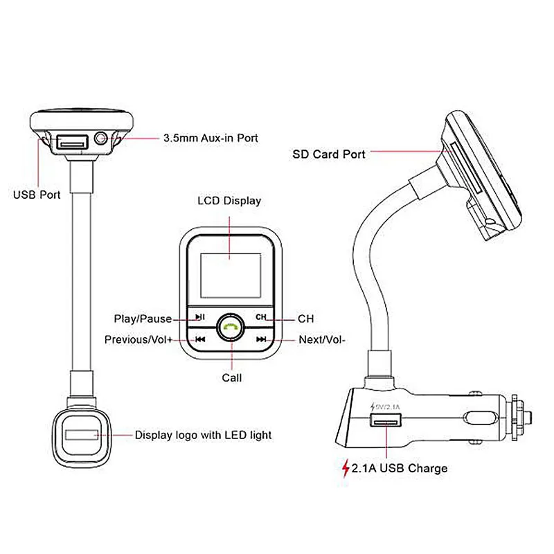 ONEVER Автомобиль Bluetooth fm-передатчик ЖК-дисплей Дисплей частота Беспроводной Hands Free MP3-плееры Радио аудио модулятора Дистанционное управление