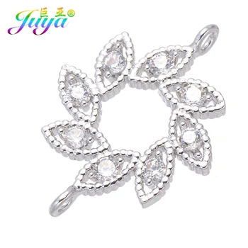 

Women Fashion Bracelets Earrings Accessories Micro Pave Zircon Floating Flower Charm Connectors DIY Jewelry Making Findings