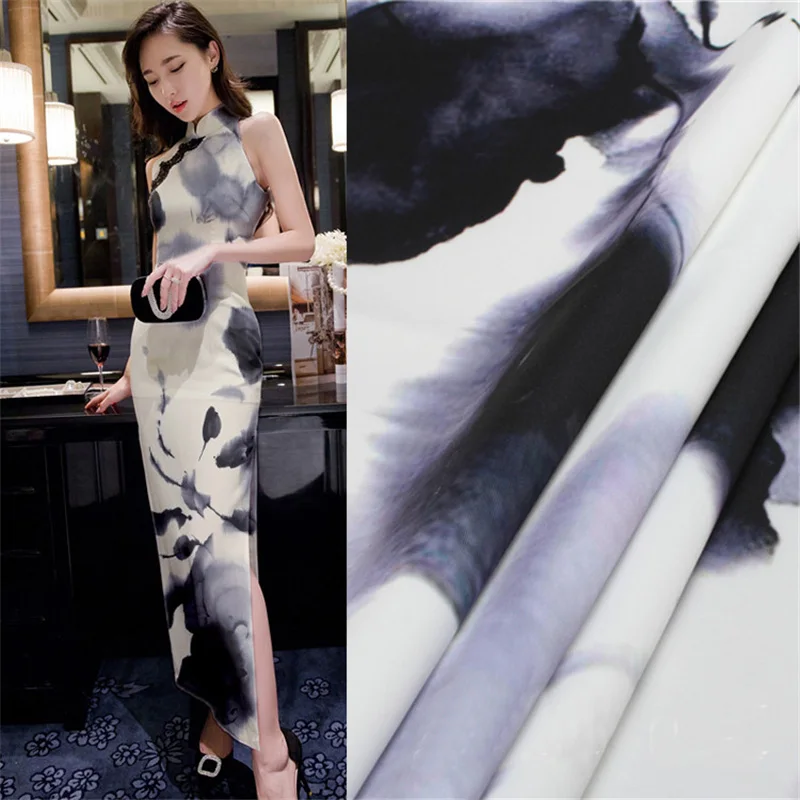 

2018 Promotion Polyester Spandex Wash Painting Printed Designer Apparel Fabric