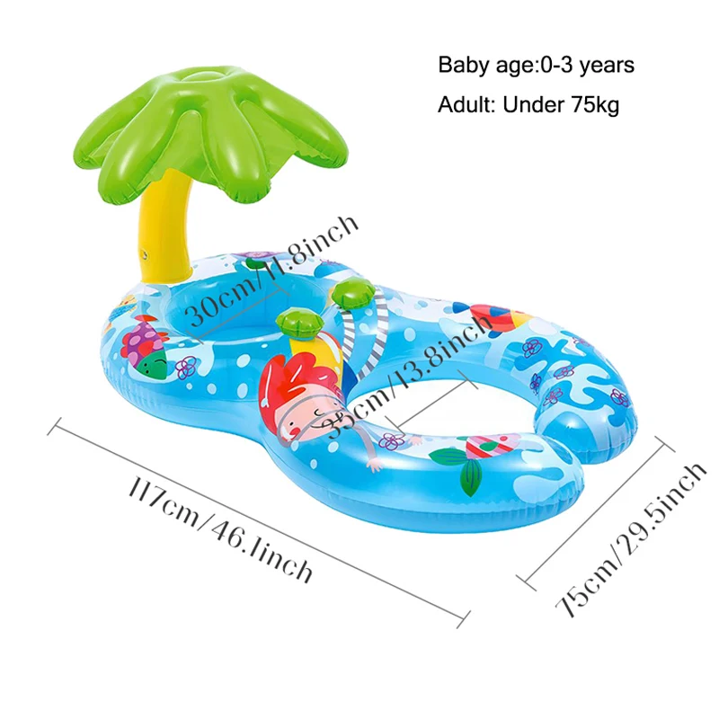 Летняя надувная, двойная плавательная кольцо Детский бассейн Поплавок для воды веселые игрушки с навесом для мамы и детей безопасное плавательное кольцо FloatSeat