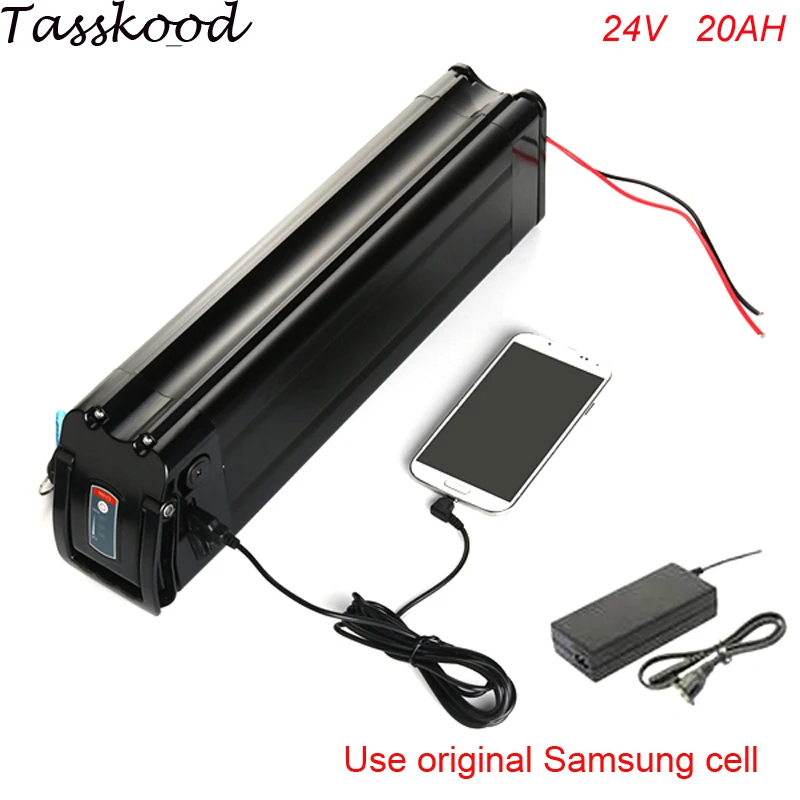 

ebike battery 24v 20ah silver fish lithium ion 24v 350w battery packs for electric bike +USB port