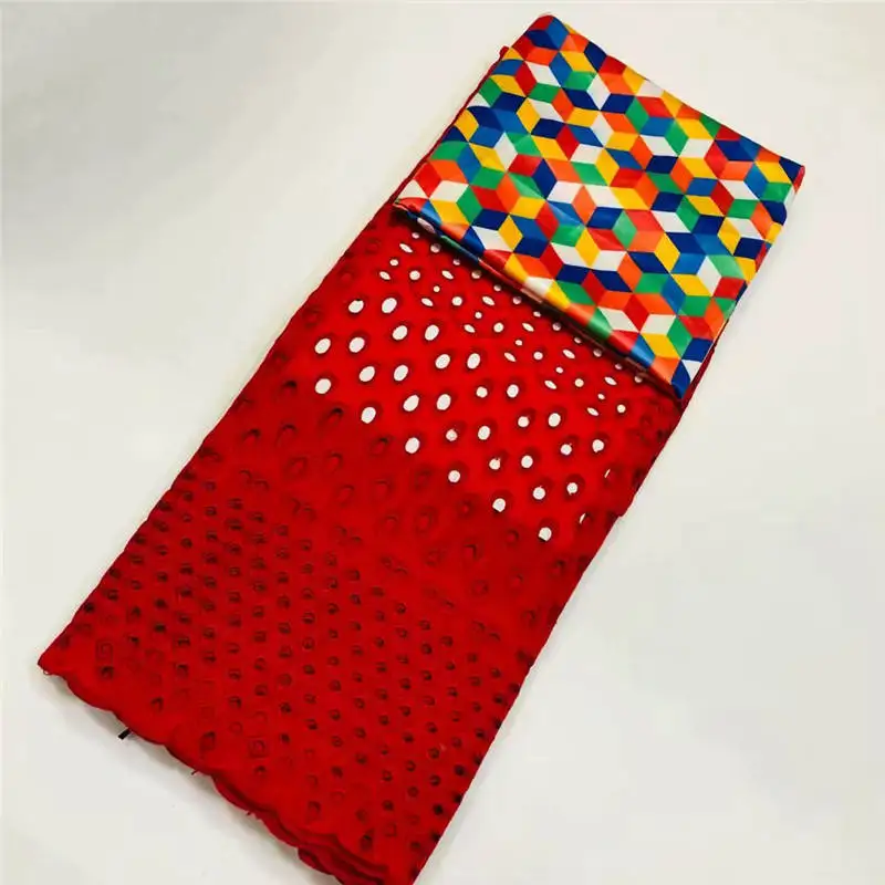 

Newest Milk silky Lace Fabrics Milk Silk Cotton lace 3yards+2.5yards African Ankara Fabric Wax Print Fabric Printing ! L52713