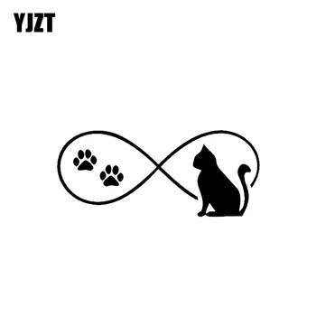 

YJZT 13.8CM*5.9CM Cat Decals Paw Print Vinyl Decal Car Sticker Black Silver C10-02401