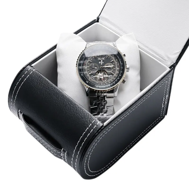 

New Arrival 2018 Gift Box Watches Case Durable Present Hard Case Bracelet Bangle Jewelry Watch Box Black Leather High Quality