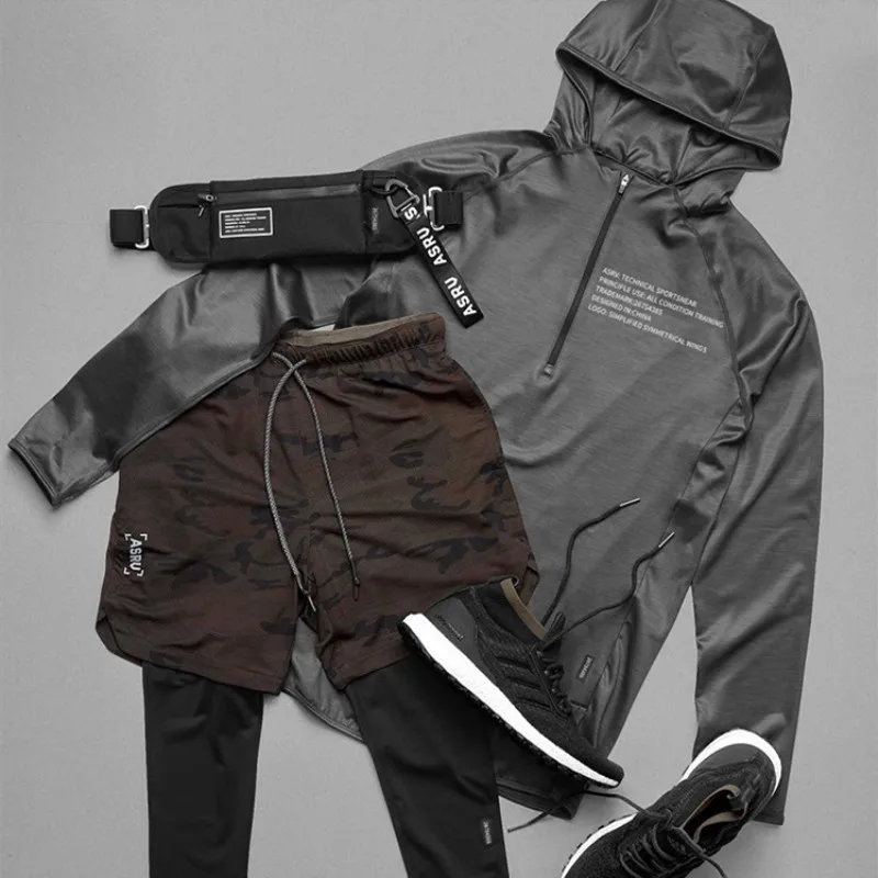 Спортивная эстетика спортивная куртка для мужчин Толстовка Толстовки для бега на молнии тренировочная фуфайка спортивная куртка с капюшоном для бега