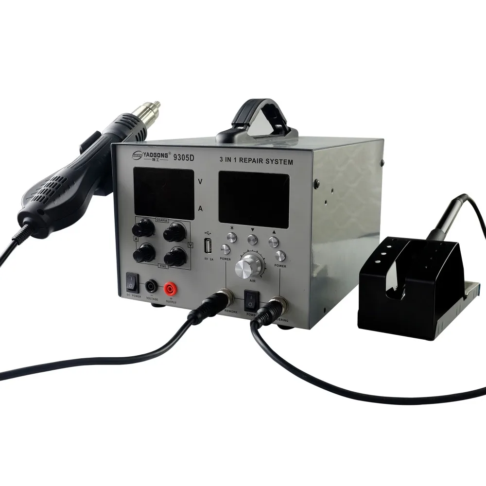 YAOGONG 9305D Hot Air Brushless 4 in 1 ESD Safe LCD Display Automatic Digital Soldering SMD Rework Station