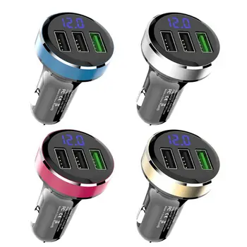 

12V 3 USB QC 3.0 Car Fast Charger Adapter LED Voltage Display for iPhone Android