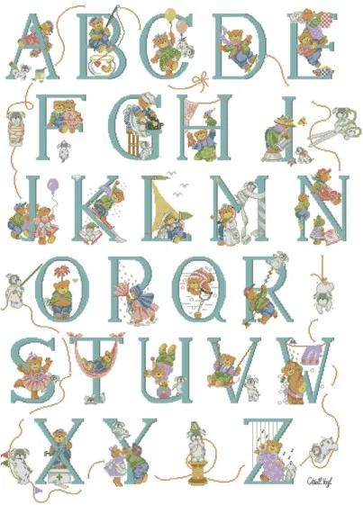 

14/16/18/27/28 Lovely Beautiful Counted Cross Stitch Kit Cat Kitty Alphabet Dictionary Alphabetic List Letters LAN34233-