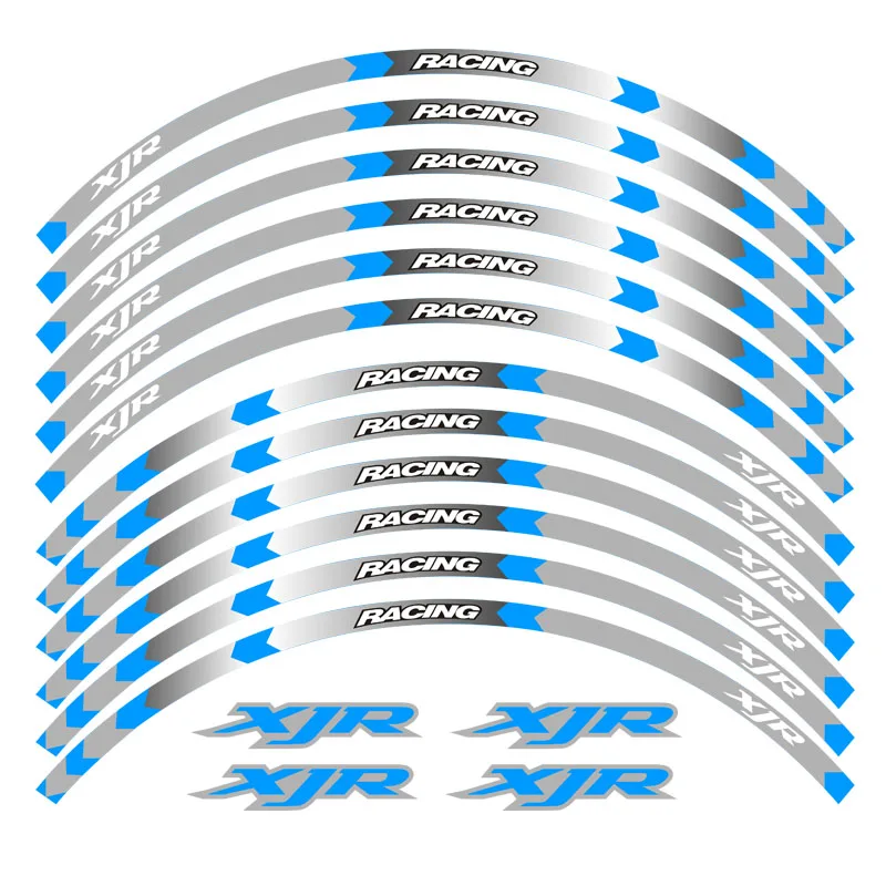 Обода мотоцикла полосы наклейки 17 дюймов Колеса Клейкая отражающая лента для Yamaha XJR 400 1200 1300 Светоотражающая наклейка - Цвет: B Blue