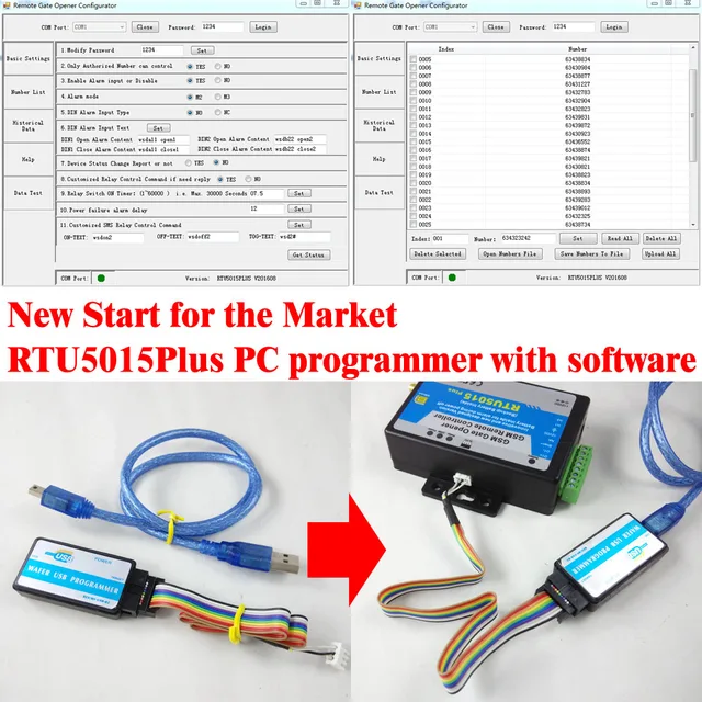 New arrival RTU5015 Plus gsm gate opener USB PC programmer