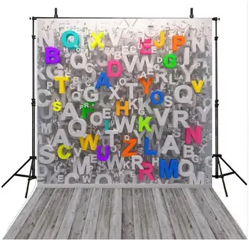 

Vinyl Photography Backdrops Colorful Letters wall Photo Backgrounds children photography studio School theme Computer Printed