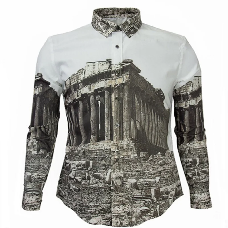 

New Design European Man Retro Printing Shirt Male Slim Shirt Long Sleeve Top Cotton Fashion Shirts